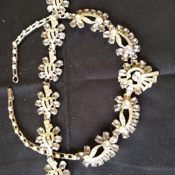 Antique Joseph Wiesner of New York necklace bracelet from 1930-40s rhinestones